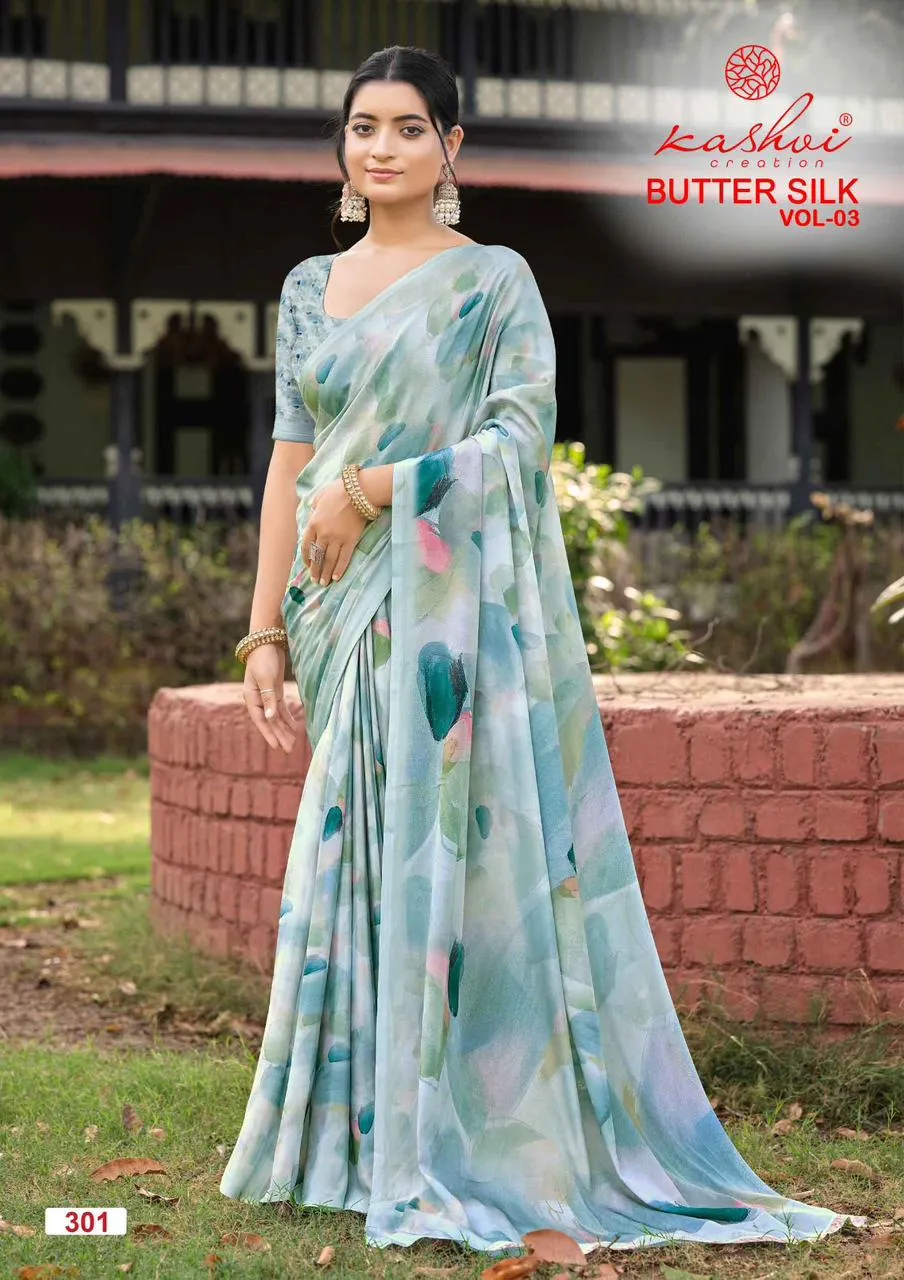 Kashvi Butter Silk Vol 3 Silk Crape Digital Printed Saree Collection