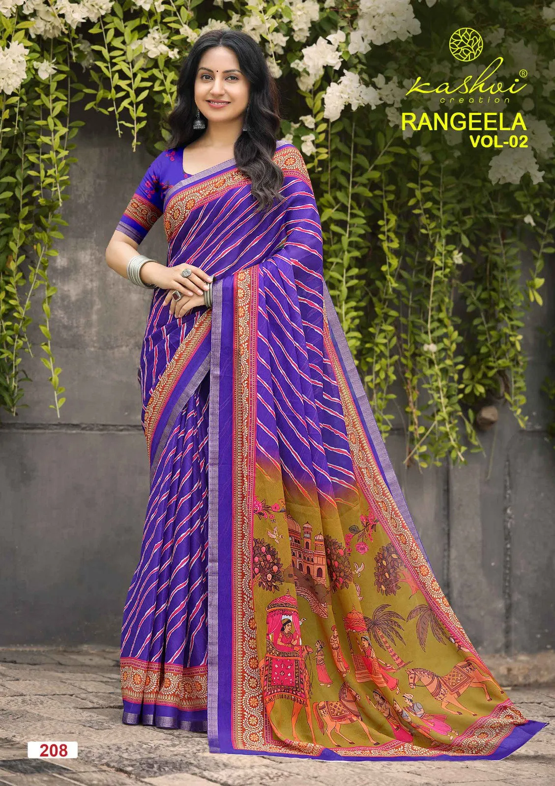 Kashvi Rangeela Vol 2 Dull Moss Printed Saree
