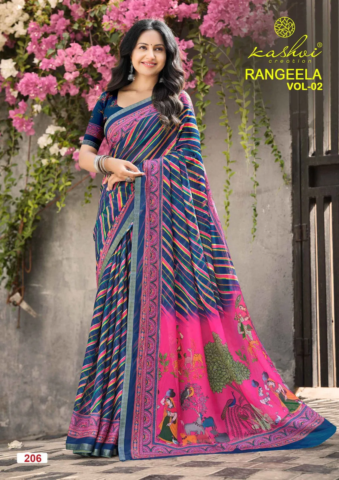 Kashvi Rangeela Vol 2 Dull Moss Printed Saree