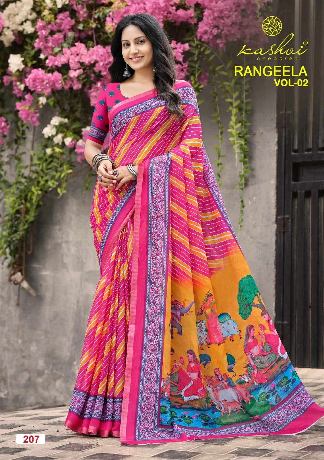 Kashvi Rangeela Vol 2 Dull Moss Printed Saree