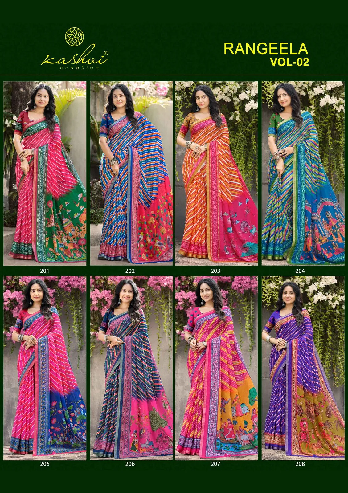 Kashvi Rangeela Vol 2 Dull Moss Printed Saree