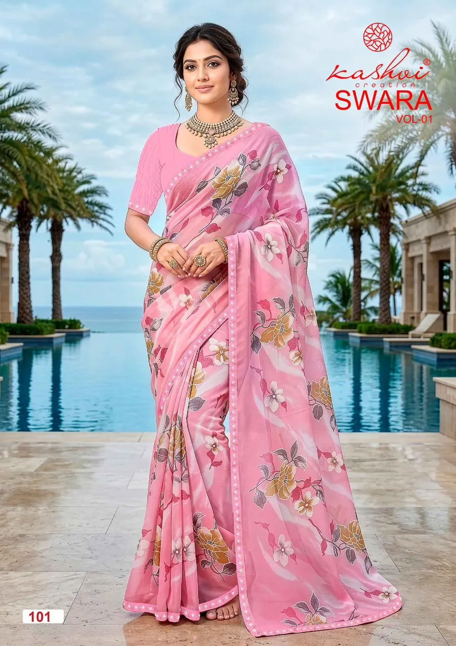 Kashvi Swara Vol 1 Georgette Embroidered Lace Saree
