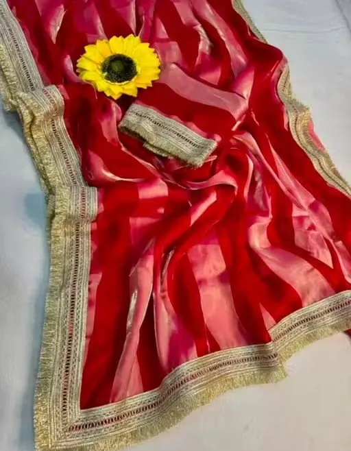 Plaine Stripe Fendy Satin Silk Saree Collection