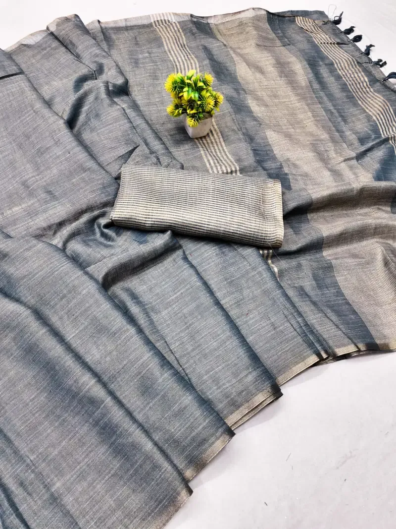 Scwt Dusty Linen Tissue Silk Saree Collection