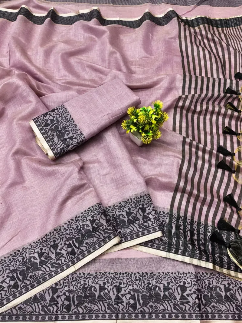 Scwt Warli a Cotton Silk Jacquard Weaving Saree Collection