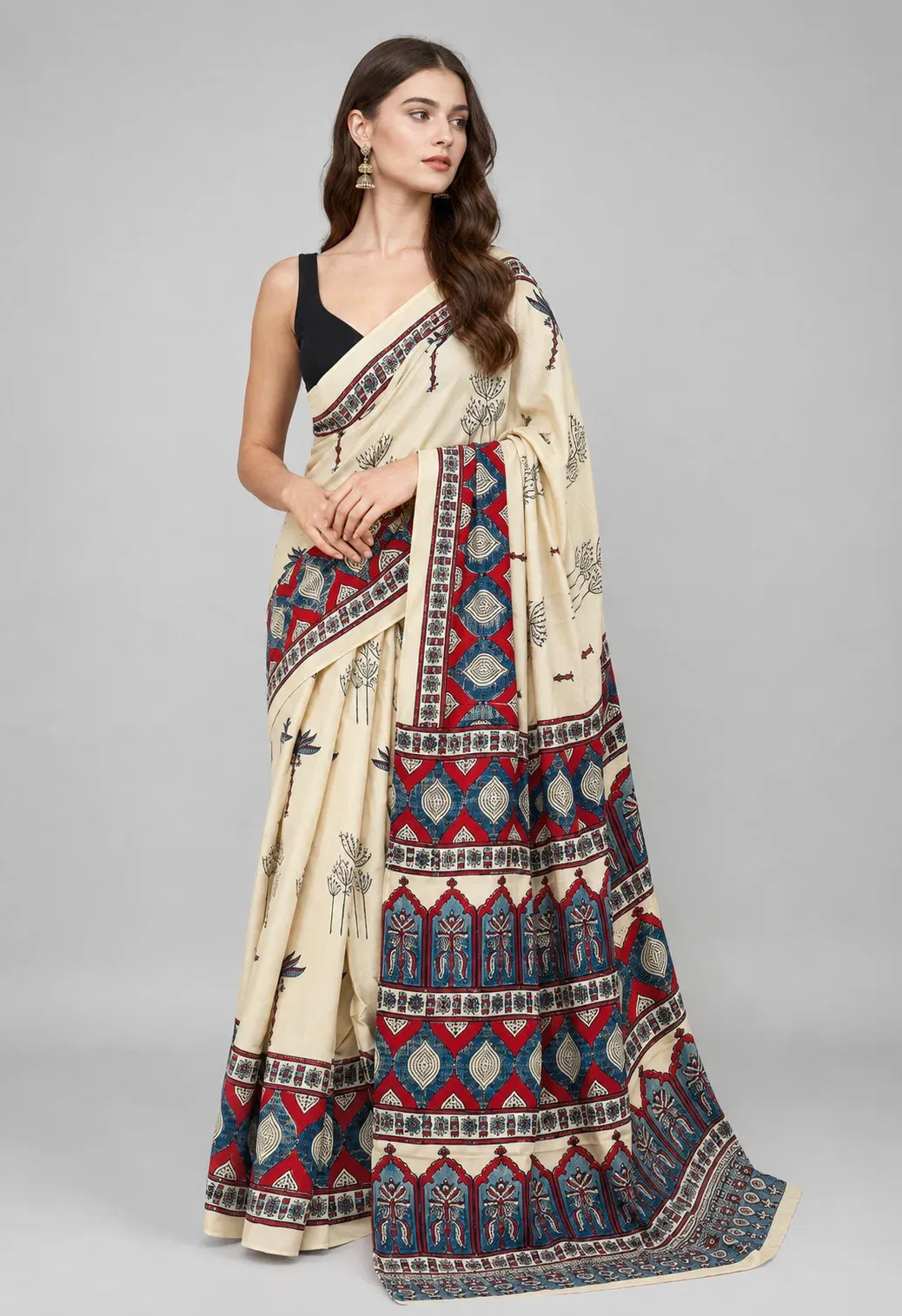 Sf Ajrakh Vol 2 Soft Japan Satin Ajrakh Printed Saree Collection