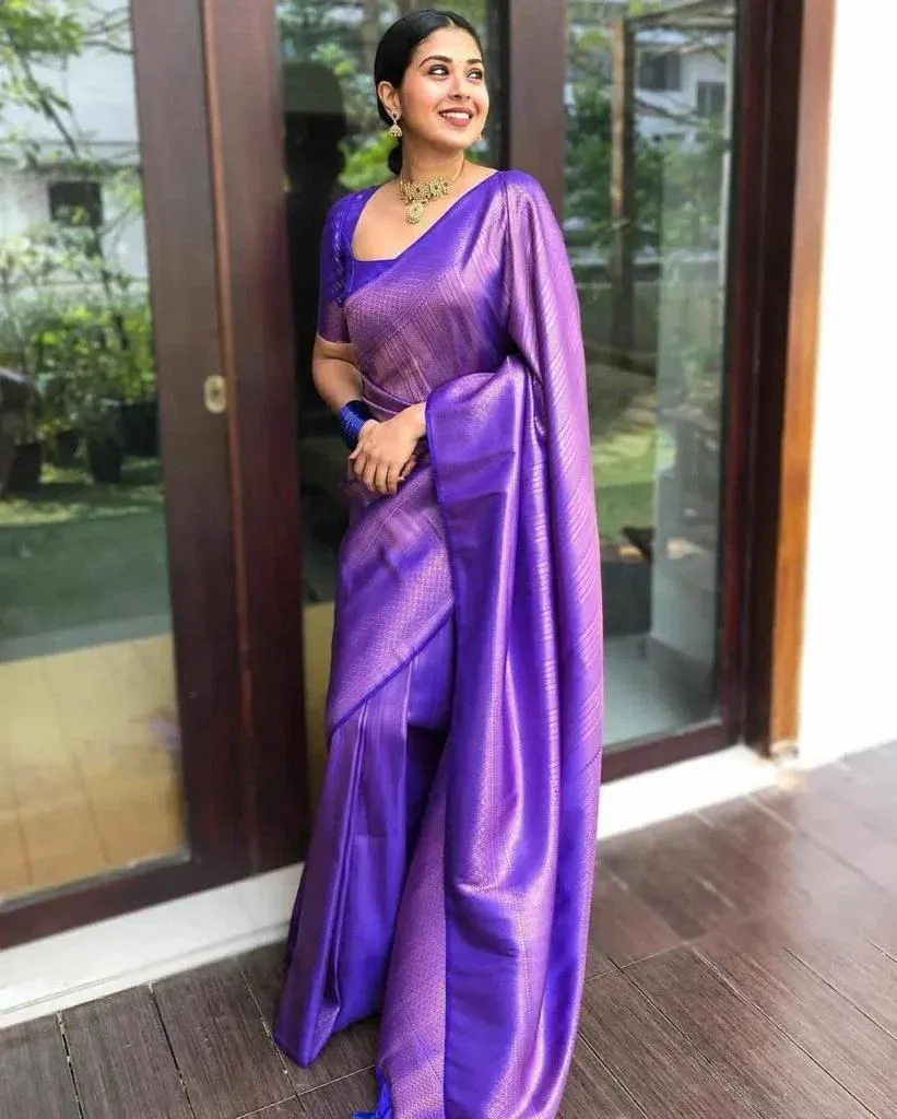 Soft Silk 4009 Lichi Silk Jacquard Work Saree Collection