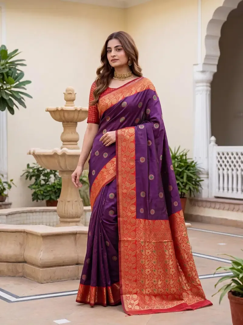 Soft Silk 7006 Lichi Silk with Jacquard Work Saree