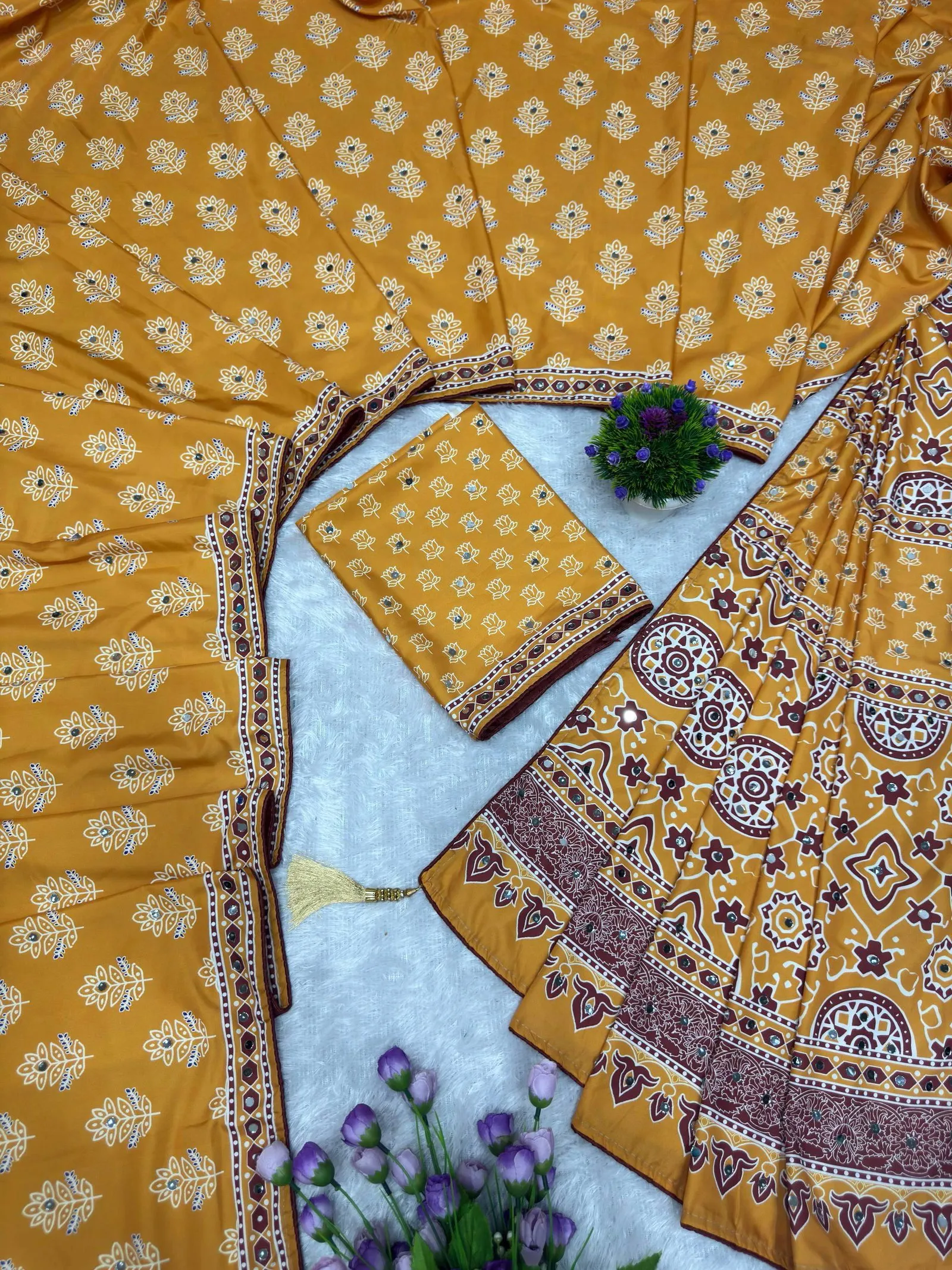 St D No 134 Heavy Crepe Silk Ajrakh Printed Saree Collection