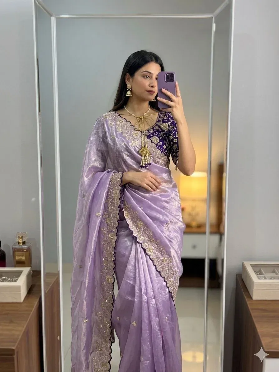 Vt 869 T Fandy Satin Silk Sequence Worked Saree Collection